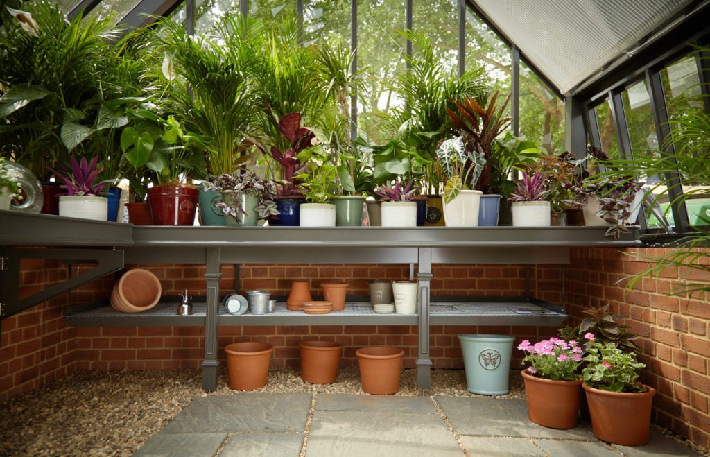 Traditional greenhouse benching and shelf